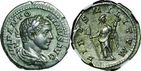 Ancient Coin-Roman Empire; Elagabalus Silver Denarius. . NGC XF. VF-EF. . . .