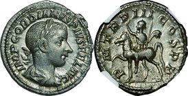 Ancient Coin-Roman Empire; Gordian III Silver Denarius. 238. NGC AU. EF+. . . .