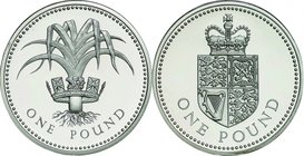Great Britain; Figure of crest Silver 1 Pounds PiedfortProof 3-Coin. . . Piedfort Proof. . . . w/ Box