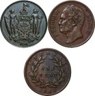 Various Countries; 2-Countries Copper and Bronze 3-Coin. . . F-VF. . . . Discolored