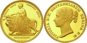 Great Britain; Victoria Gold Plated Silver Replica Medal Proof. . . Proof. 190.00g. 0.999. 89.00mm. AU Gilt replica