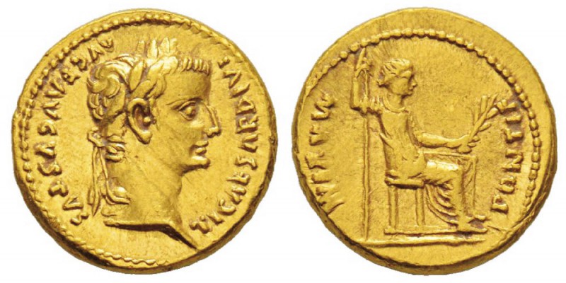 Tiberius 14-37 après J.-C. Aureus, Gaule, Lugdunum, (Lyon), 14-17 après J.-C., A...