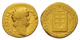 Nero 54-68 après J.-C. Aureus, Rome, 64-66, AU 7.02 g. Avers : NERO CAESAR - AVGVSTVS Tête laurée de Néron à droite. Revers : IANVM CLVSIT PACE P R TE...