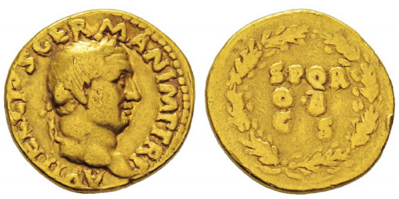 Vitellius 69 après J.-C. Aureus, Rome, 69, AU 6.87 g. Avers : À VITELLIVS GERMAN...