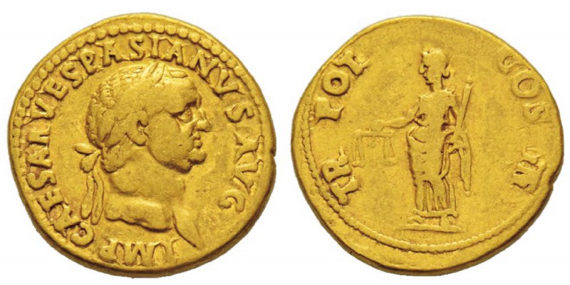 Vespasianus 69-79 Aureus, Lugdunum, 70-71, AU 7.18 g. Avers : IMP CAESAR VESPASI...