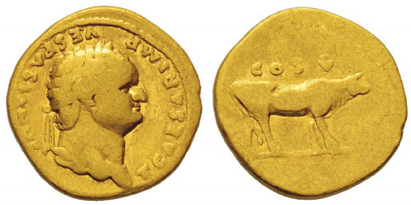 Vespasianus 69-79 pour Titus Caesar 69-81 Aureus, Rome, 74, AU 7.02 g. Avers : T...