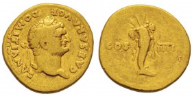 Vespasianus 69-79 pour Domitianus Caesar 69-81 Aureus, Rome, 76, AU 7.11 g. Avers : CAESAR AVG F DOMITIANVS Tête laurée de Domitien à droite Revers : ...