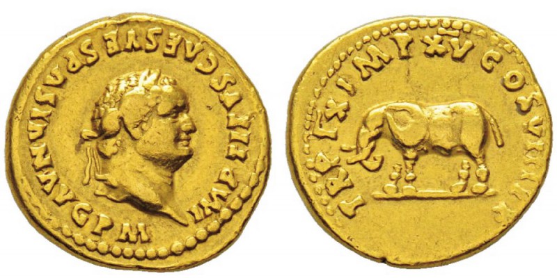 Titus 79-81 Aureus, Rome, 79-80, AU 7.29 g. Avers : IMP TITVS CAES VESPASIAN AVG...