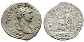 Traianus 98-117 Denarius, Rome, 103-111, AG 3.32 g. Avers : IMP TRAIANO AVG GER DAC P M TR P Tête laurée à droite. Revers : COS V P P S P Q R OPTIMO P...
