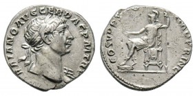 Traianus 98-117 Denarius, Rome, 103-111, AG 3.35 g. Avers : IMP TRAIANO AVG GER DAC P M TR P Tête laurée à droite. Revers : COS V P P S P Q R OPTIMO P...