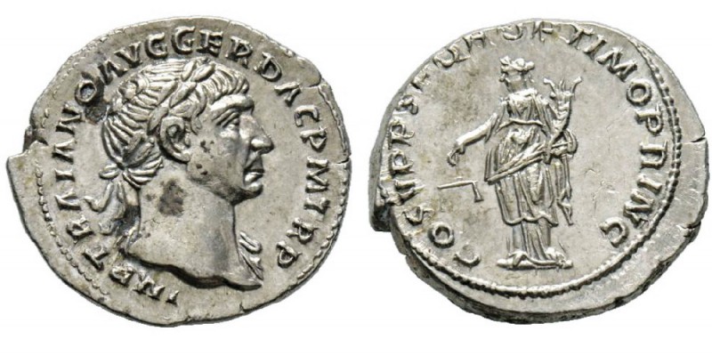 Traianus 98-117 Denarius, Rome, 103-111, AG 3.22 g. Avers : IMP TRAIANO AVG GER ...