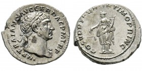 Traianus 98-117 Denarius, Rome, 103-111, AG 3.22 g. Avers : IMP TRAIANO AVG GER DAC P M TR P Tête laurée à droite. Revers : COS V P P S P Q R OPTIMO P...