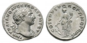 Traianus 98-117 Denarius, Rome, 103-111, AG 3.51 g. Avers : IMP TRAIANO AVG GER DAC P M TR P Tête laurée à droite. Revers : COS V P P S P Q R OPTIMO P...