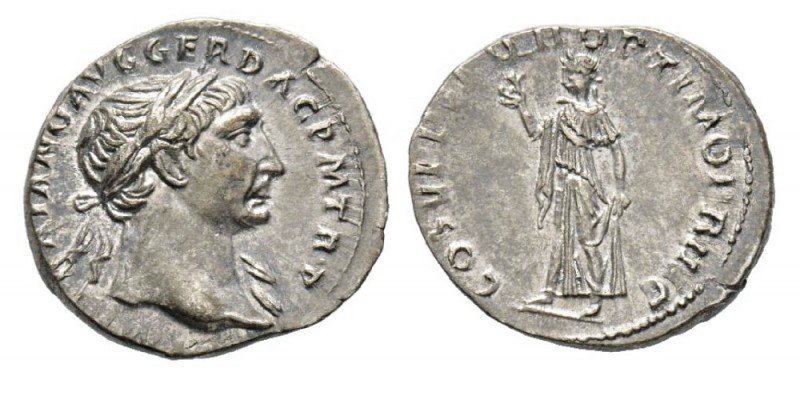 Traianus 98-117 Denarius, Rome, 103-111, AG 3.21 g. Avers : IMP TRAIANO AVG GER ...