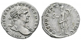Traianus 98-117 Denarius, Rome, 103-111, AG 3.45 g. Avers : IMP TRAIANO AVG GER DAC P M TR P Buste lauré de Trajan à droite, avec l'égide sur l'épaule...