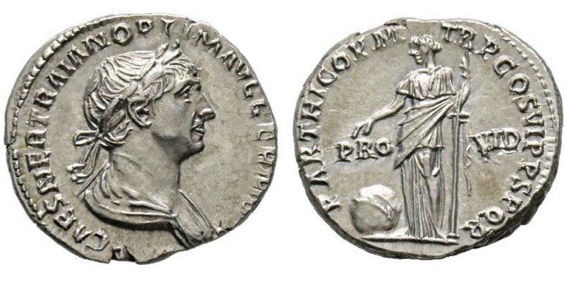 Traianus 98-117 Denarius, Rome, 114-117, AG 3.60 g. Avers : IMP CAES NER TRAIAN ...
