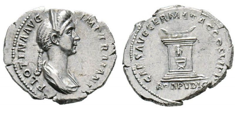Traianus 98-117 pour Plotina Denarius, Rome, 112-115, AG 3.20 g. Avers : PLOTINA...