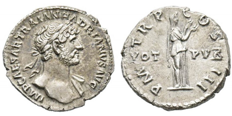 Hadrianus 117-138 Denarius, Rome, 118, AG 3.60 g. Avers : IMP CAESAR TRAIAN HADR...