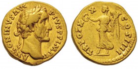 Antoninus Pius 138-161 Aureus, Rome, 156-157, AU 7.16 g. Avers : ANTONINVS AVG - PIVS P P IMP II Tête laurée d' Antoninus Pius à droite. Revers : TR P...