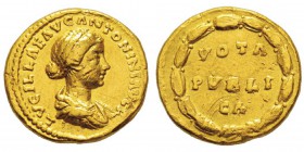 Marcus Aurelius 161-180 pour Lvcilla Aureus, Rome, 164-169, AU 7.16 g. Avers : LVCILLAE AVG ANTONINI AVG F Buste drapé de Lucille à droite avec un pet...