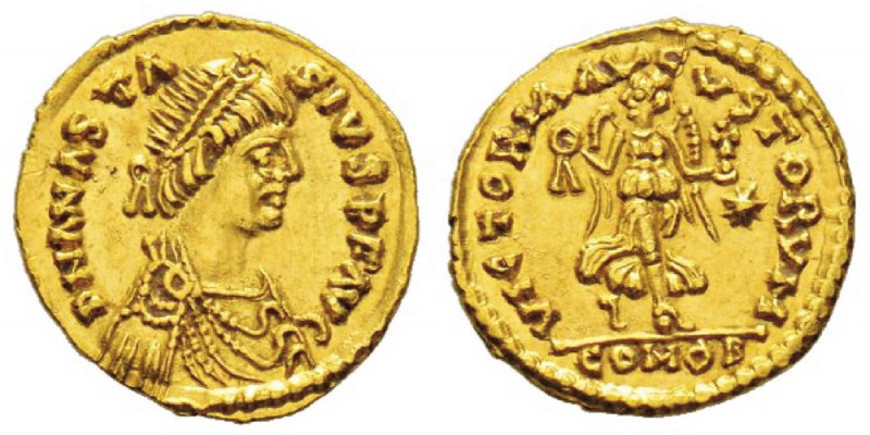 Théodoric dit le Grand 518-526 Tremissis au nom et au type de Anastasius, Rome, ...
