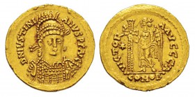 Athalaric 527-536 Solidus au nom et au type de Justinien Ier (527-565), Rome, 527-536, AU 4.43 g. Avers : D N IVSTINIANVS P G AVC Tête de Iustinianus ...