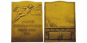 Monaco, Louis II 1922-1949 Plaque du Concours d'Elégance d'Automobiles Monte-Carlo,1926, AE 103.5 g. 69,5 x 51,8mm Avers : Hermès tenant un caducée et...