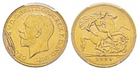 South Africa - George V 1910-1936 Sovereign, Pretoria, 1929SA, AU 7.98 g. Ref : KM#A22, Fr.5 Conservation : PCGS MS63. Très rare avec MINT ERROR