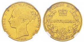 Australia, Victoria 1837-1901 Sovereign, Sydney, 1855 (by James Wyon), AU 7.98 g. Ref : KM#2, Fr.9, Marsh 260 (R) Conservation : NGC VF35