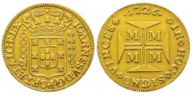 Brazil, Joao V 1706-1750 20000 Reis, 1726 M, AU 53.3 g. Ref : KM#117, Fried.33. Conservation : PCGS MS61. Rare.