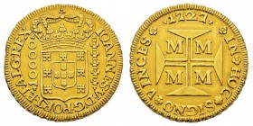 Brazil, Joao V 1706-1750 10000 Reis, 1727 M, AU 26.75 g. Ref : KM#116, Fried.34 Conservation : Superbe. Rare.