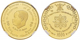 Cameroon 1000 Francs, 1970, AU 3.5 g. 900‰ Ref : KM#18, Fr.5 Conservation : NGC Proof 67 ULTRA CAMEO. Quantité : 4000 ex. Rare.