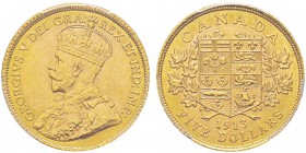 Canada, George V 1910-1936 5 Dollars, 1913 C, Ottawa, AU 8.35 g. Ref : KM#26, Fr.4 Conservation : PCGS MS63