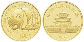 China, 100 Yuan, 1987-S, AU 31.1 g. 999‰ Ref : KM#166, PAN-44A Conservation : PCGS MS68