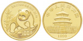 China, 100 Yuan, 1990, AU 31.1 g. 999‰ Ref : KM#272, PAN-118A Conservation : PCGS MS69 Large Date