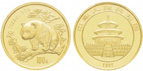 China, 100 Yuan, 1997, AU 31.1 g. 999‰ Ref : KM#991, PAN-279A Conservation : PCGS MS69 Small Date