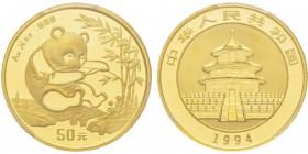 China, 50 Yuan, 1994, AU 15.55 g. 999‰ Ref : KM#614, PAN-212A Conservation : PCGS MS68 Large Date