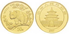 China, 50 Yuan, 1997, AU 15.55 g. 999‰ Ref : KM#990, PAN-280A Conservation : PCGS MS69 Small Date