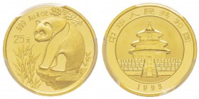 China, 25 Yuan, 1993, AU 7.77 g. 999‰ Ref : KM#A613, PAN-191B Conservation : PCGS MS69 Small Date