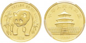 China, 10 Yuan, 1986, AU 3.11 g. 999‰ Ref : KM#132, PAN-33A Conservation : PCGS MS69