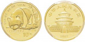 China, 10 Yuan, 1987-S, AU 3.11 g. 999‰ Ref : KM#163, PAN-47A Conservation : PCGS MS68