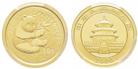 China, 10 Yuan, 2000, AU 3.11 g. 999‰ Ref : KM#1304, PAN-329A Conservation : PCGS MS69 Gold Frosted