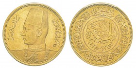 Egypt, Farouk AH 1355-1372 (1936-1952) 100 Piastres, 1357 (1938), AU 8.5 g. Ref : KM#372, Fr.36 Conservation : PCGS MS64