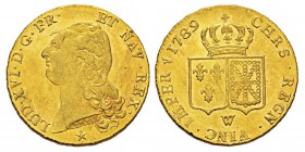 France, Louis XVI 1774-1793 Double louis d’or, Lille, 1789 W, AU 15.25 g. Ref : G.363 (R2), Dupl. 1706 Conservation : FDC