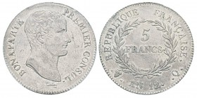 France, Premier Consul 1799-1804 5 Francs Premier Consul, Perpignan, AN 12 Q, AG 25 g. Ref : G.577 Conservation : PCGS AU50. Le plus bel exemplaire gr...