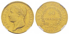 France, Premier Empire 1804-1814 40 Francs, Bordeaux, 1811 K, AU 12.88 g. Ref : G.1084, Fr.509 Conservation : PCGS AU55. Quantité : 6333 ex. Rare.