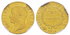 France, Premier Empire 1804-1814 20 Francs, Limoges, AN14 I, AU 6.45 g. Ref : G.1022, Fr. 488 Conservation : NGC XF45. Superbe exemplaire. Quantité : ...