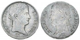 France, Premier Empire 1804-1814 5 Francs tête laurée, frappe incuse, au-dessous signature Tiolier, AG 24.75 g. Ref : Chort.EM441, g.583 et 584 Conser...