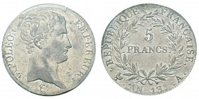 France, Premier Empire 1804-1814 5 Francs, Paris, AN 13 A, AG 25 g. Ref : G.581 Conservation : PCGS AU50
