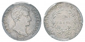 France, Premier Empire 1804-1814 Demi Franc, Paris, AN13 A, AG 2.5 g. Ref : G.395 Conservation : PCGS MS62